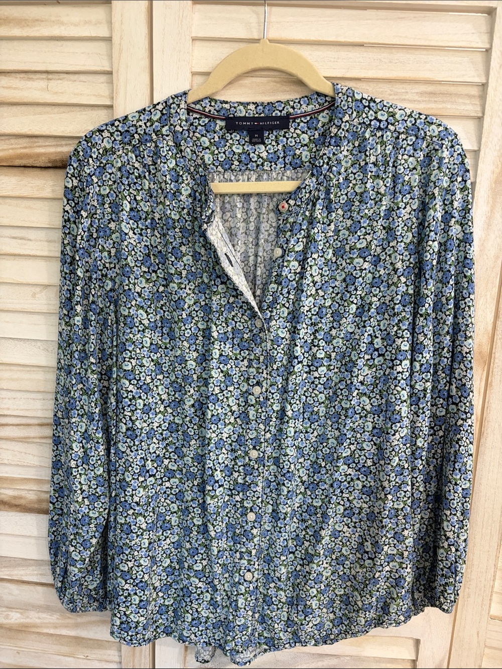 Tommy Hilfiger Blue and Cream Floral Button-Down Shirt
